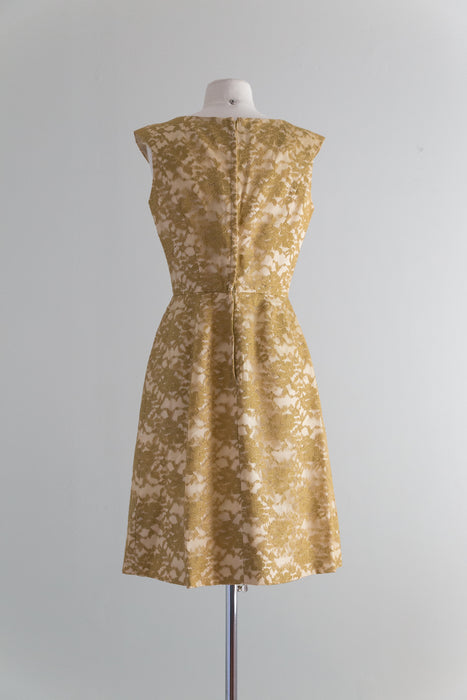 Vintage 1960's Goldenrod Lace Cocktail Dress By Carol Craig / Waist 27