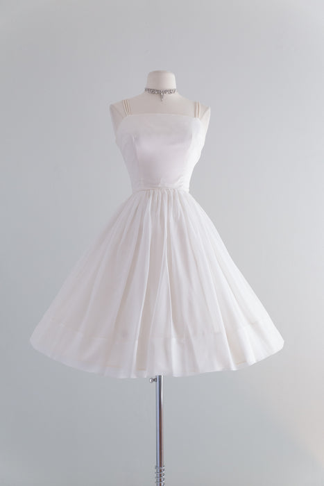 Vintage 1960's Ivory Chiffon Party Dress / Waist 25"