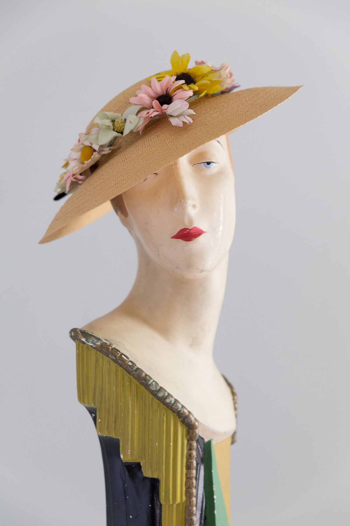 The Prettiest 1930's Straw Hat With Millinery Flowers by Ruth Forsberg