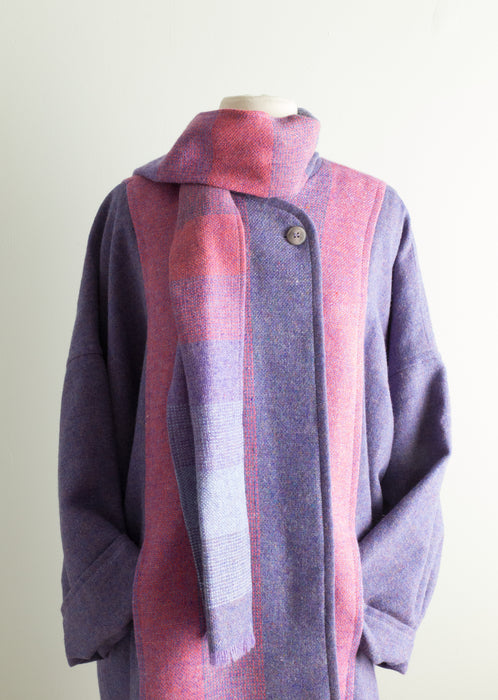 Vintage 1970s Rainbow Wool Wrap Coat From Ireland / Medium