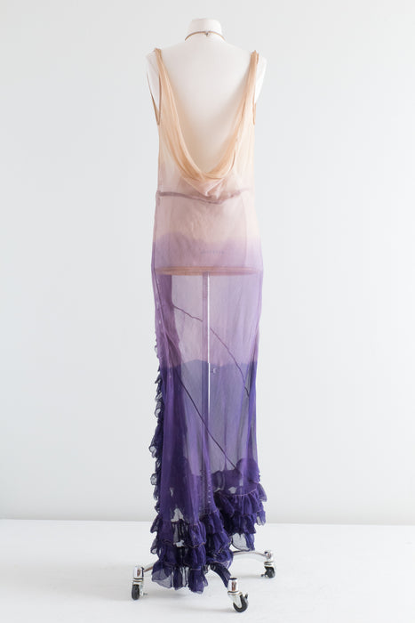 1930's Style Silk Bias Cut Purple Ombre Evening Gown / Medium
