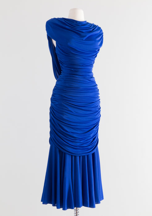 1980's BLUE STEEL Bombshell Dress By Casedei / SM