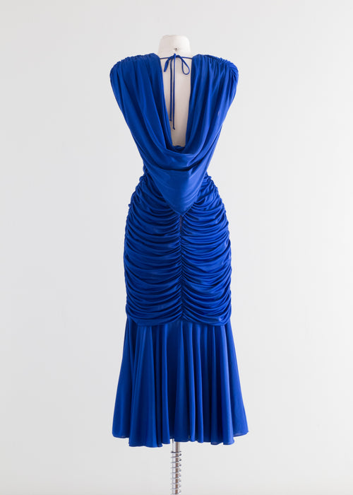 1980's BLUE STEEL Bombshell Dress By Casedei / SM