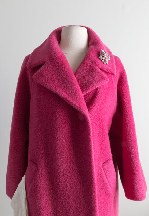 Vintage 1960's Lilli Ann Shocking Pink Coat / Medium