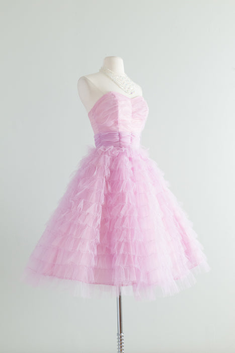 Stunning 1950's Cotton Candy Tulle Party Dress / Waist 24