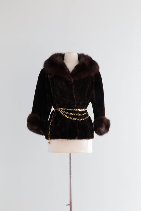 Beautiful 1950's Chocolate Sheared Fur Jacket / Medium