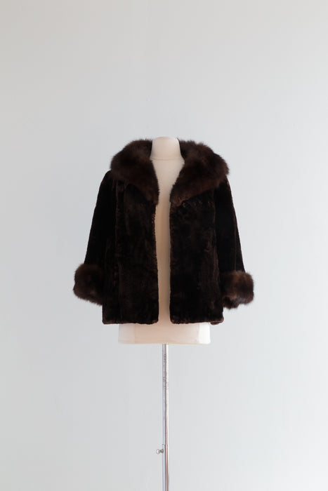 Beautiful 1950's Chocolate Sheared Fur Jacket / Medium