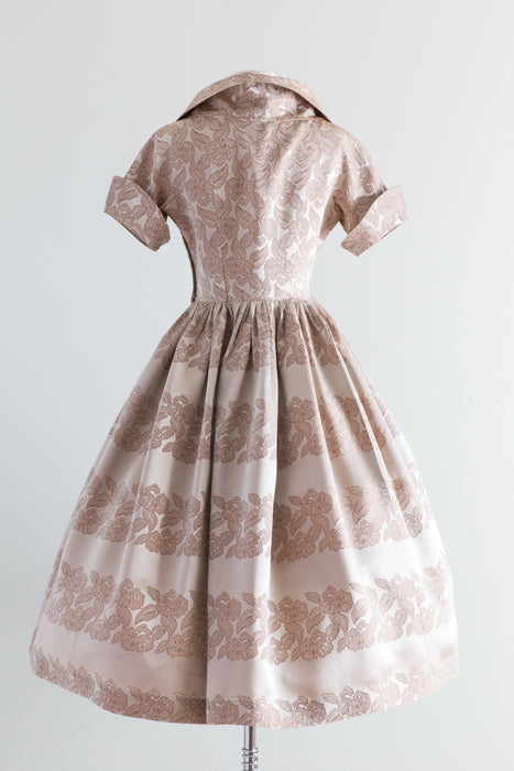 1950's Autumn Leaves Brocade Cocktail Party Dress / Waist 27