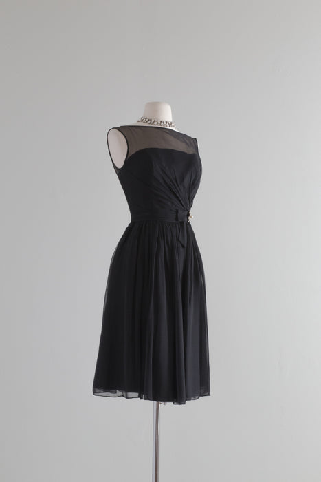 1960's Audrey Hepburn Little Black Chiffon Cocktail Dress / XS Xtabay Vintage 1960's Audrey Hepburn Little Black Chiffon Cocktail Dress / XS Xtabay Vintage