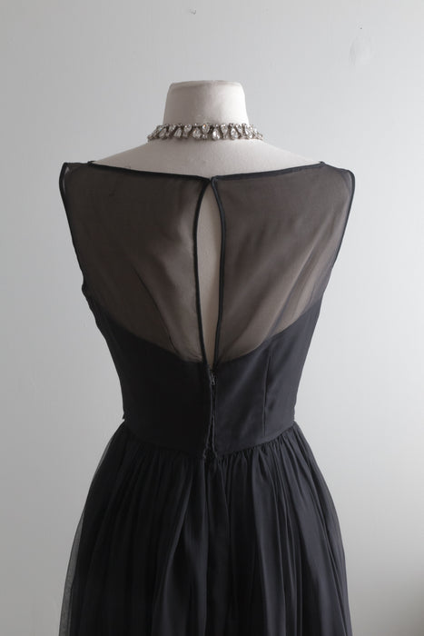 1960's Audrey Hepburn Little Black Chiffon Cocktail Dress / XS Xtabay Vintage 1960's Audrey Hepburn Little Black Chiffon Cocktail Dress / XS Xtabay Vintage