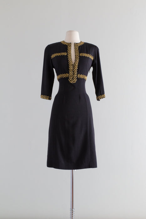 Vintage CHLOE 1940's Style Studded Black Dress / Waist 28 Xtabay Vintage Vintage CHLOE 1940's Style Studded Black Dress / Waist 28 Xtabay Vintage