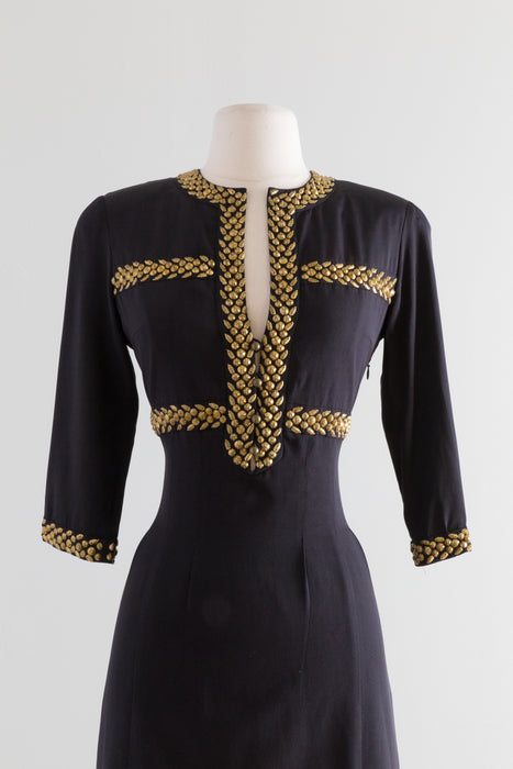 Vintage CHLOE 1940’s Style Studded Black Dress / Waist 28