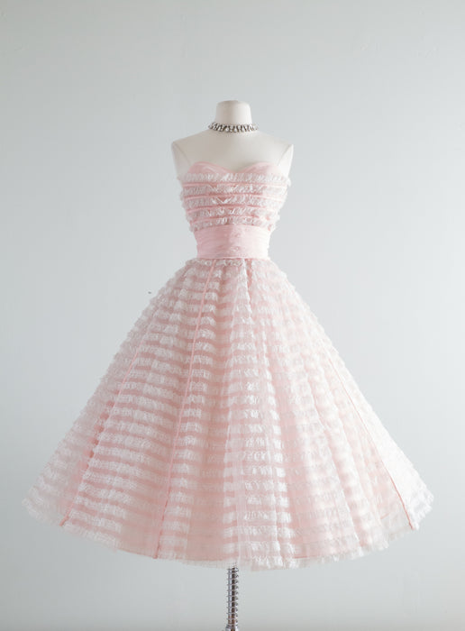 1950 prom dresses 1950's Cotton Candy Strapless Formal Prom Dress / Waist 26 – Xtabay Vintage