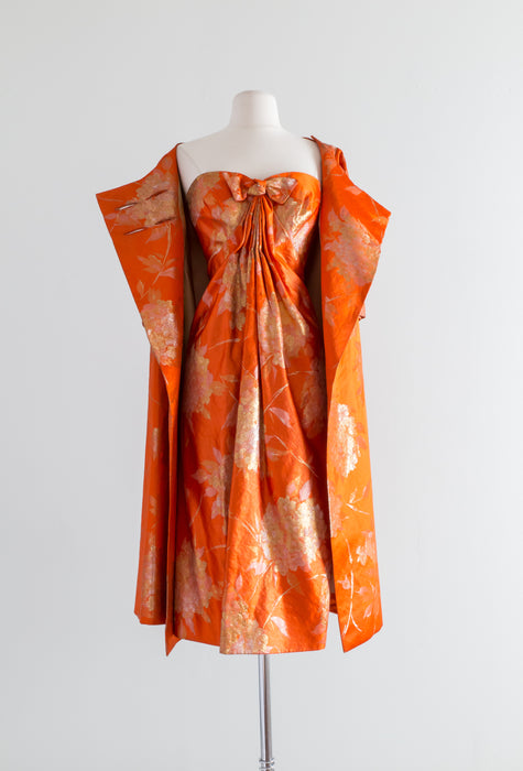 1958 Arnold Scaasi Dress & Evening Coat Set Documented and Rare / Waist 28