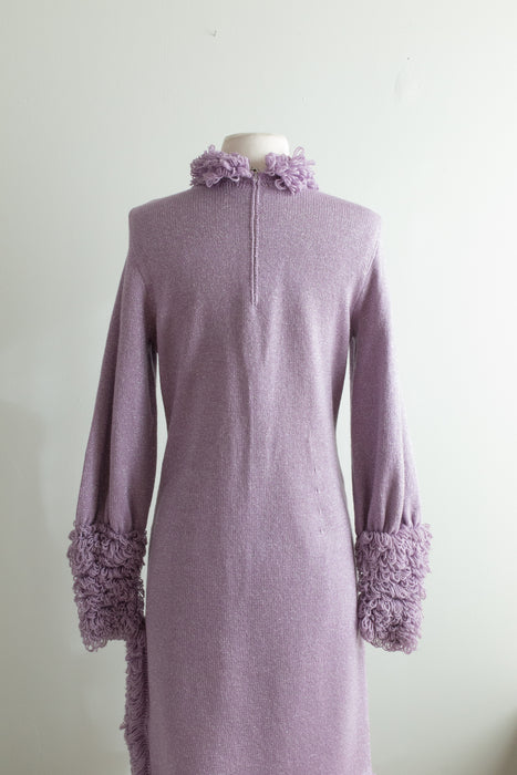 Vintage 1960's Lavender Knit Unicorn Dress / Medium