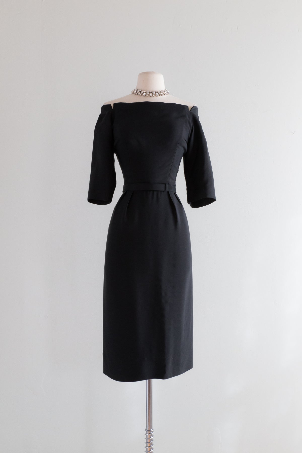 Sublime 1950's Little Black Silk Cocktail Dress By Designer Ben Reig ...