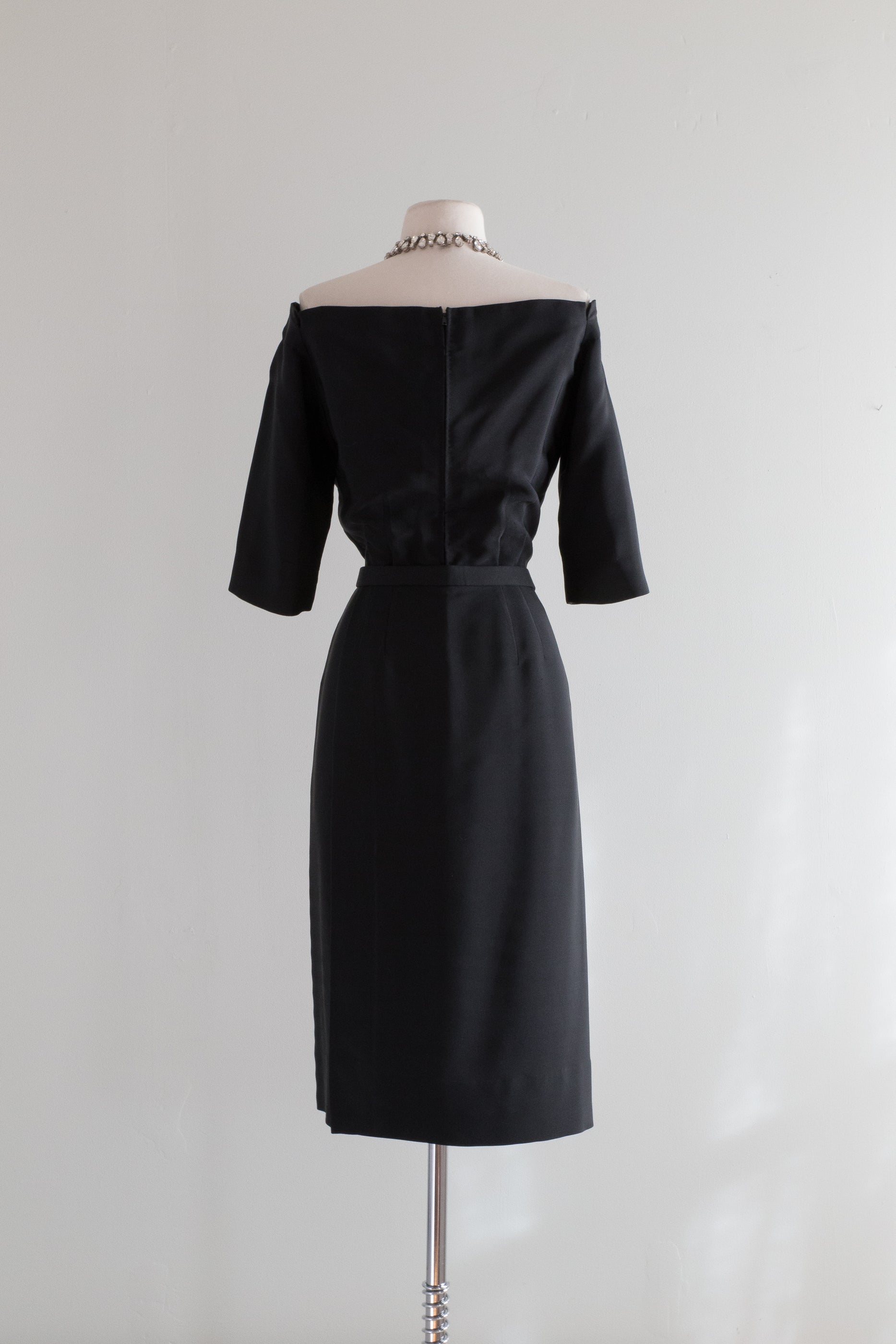 Sublime 1950's Little Black Silk Cocktail Dress By Designer Ben Reig ...