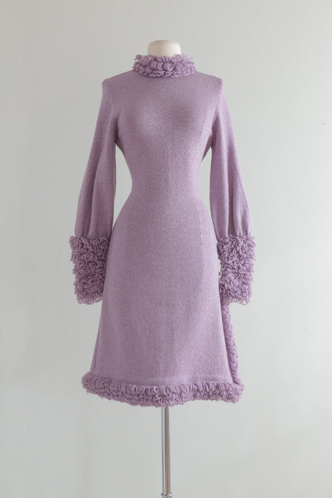 Vintage 1960's Lavender Knit Unicorn Dress / Medium