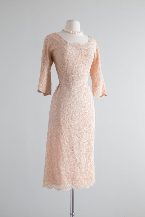 1950's Larry Aldrich Lace Cocktail Dress / Waist 30