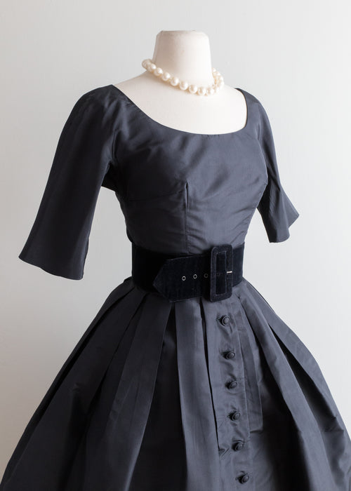 1950's Suzy Perette NEW LOOK Dior Inspired Black Party Dress / Waist 24"