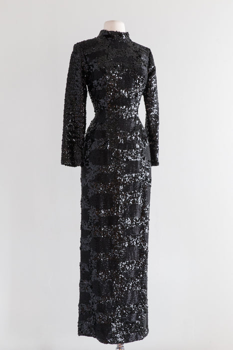 Elegant 1960's Ivory Beaded Evening Gown From Bonwit Teller / Waist 26