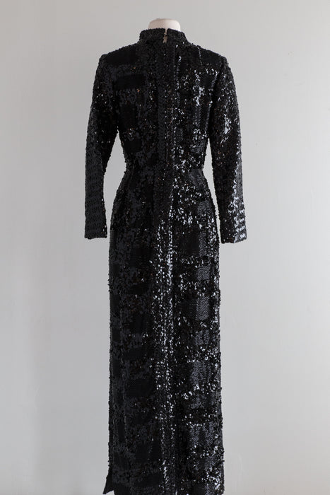 Elegant 1960's Ivory Beaded Evening Gown From Bonwit Teller / Waist 26