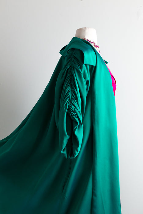 Stunning 1950's Emerald Green Opera Coat With Shirred Sleeves / Medium Xtabay Vintage Stunning 1950's Emerald Green Opera Coat With Shirred Sleeves / Medium Xtabay Vintage