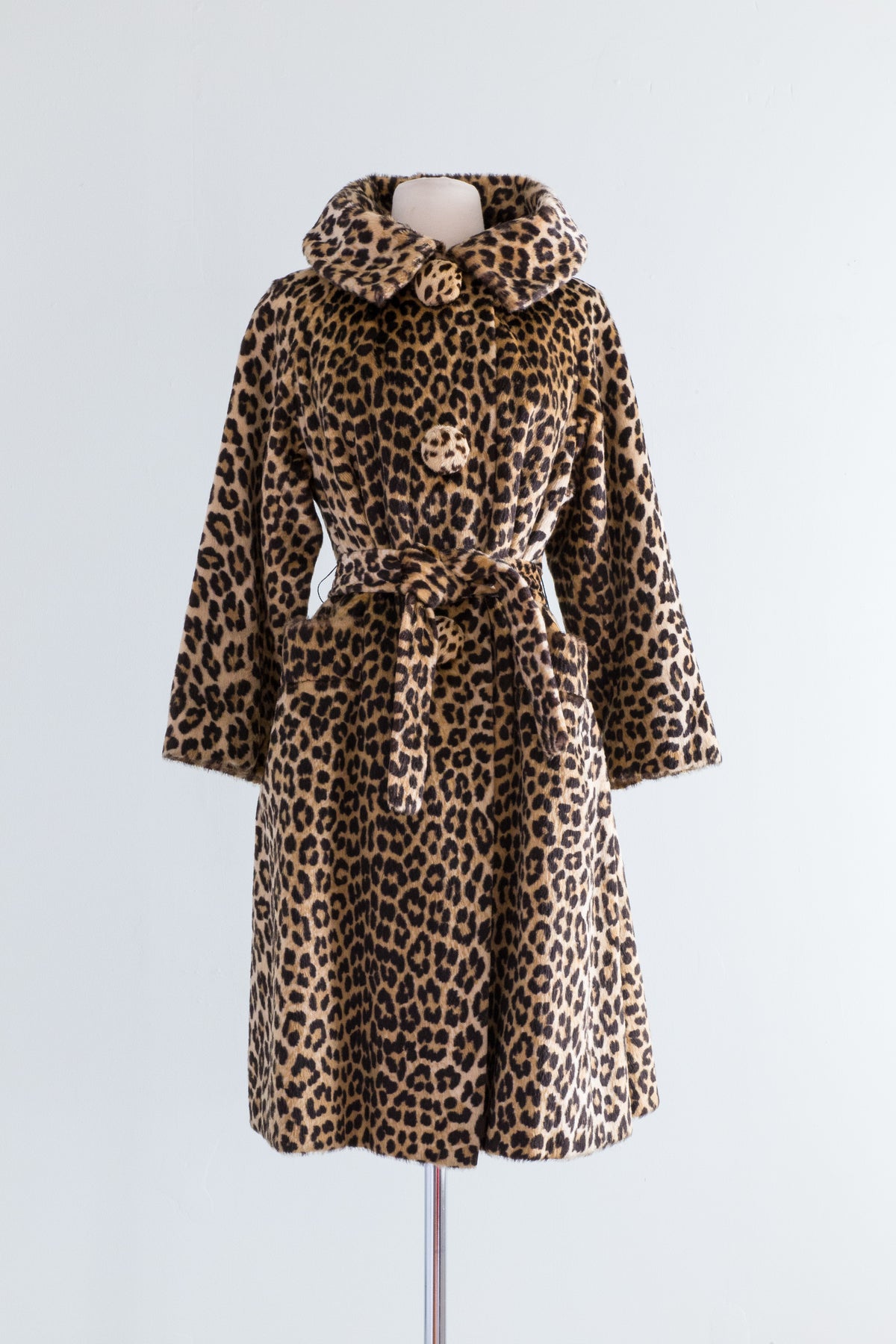 Fabulous 1960s Faux Leopard Print Trench Coat by Kilimanjaro / ML
