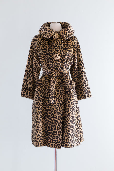 Fabulous 1960s Faux Leopard Print Trench Coat by Kilimanjaro / ML