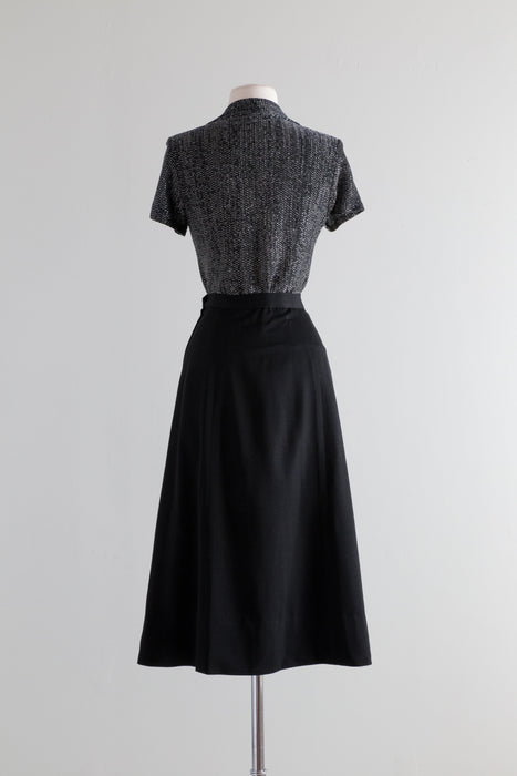 Sublime Late 1940's Black Gabardine Ladies Suit / Waist 26