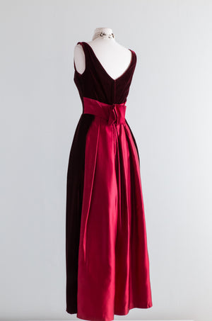 Spill The Wine ...Fabulous 1960's Pinot Noir Velvet Evening Gown / Sma ...