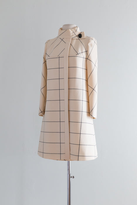 Fabulous 1960's Lilli Ann Two Piece Mod Wool Coat & Dress / Small