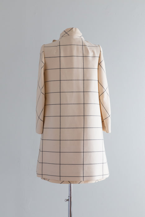 Fabulous 1960's Lilli Ann Two Piece Mod Wool Coat & Dress / Small