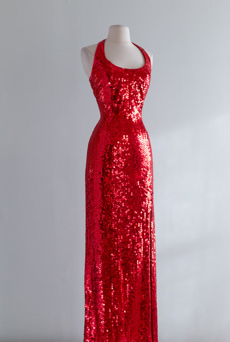 Vintage Red Sequin Evening Gown a la Jessica Rabbit / ML – Xtabay Vintage Vintage Red Sequin Evening Gown a la Jessica Rabbit / ML – Xtabay Vintage