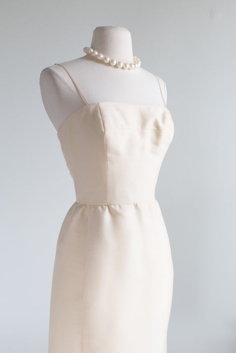 Elegant 1960's Ivory Silk Cocktail Dress & Jacket By Harvey Berin / Small