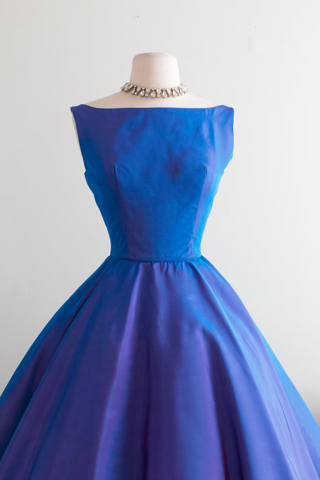 Vintage 1950's Emma Domb Iridescent Blue & Violet Party Dress / Waist 26