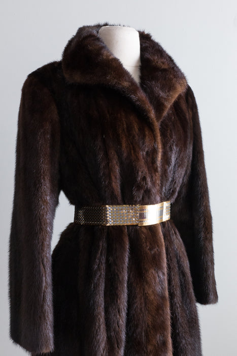 Vintage Chocolate Mink Fur Coat by Ferninando Celio / Medium