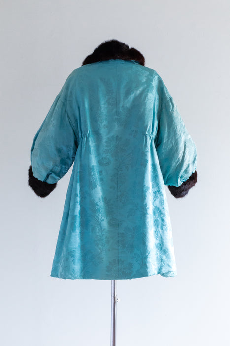 Vintage Jeanne Lanvin Couture Silk Brocade Opera Coat  / SM