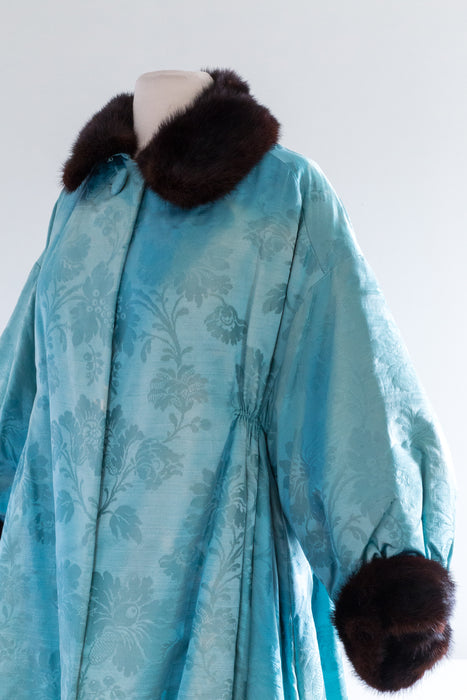 Vintage Jeanne Lanvin Couture Silk Brocade Opera Coat  / SM