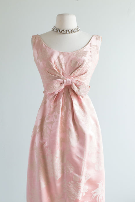 Beautiful Pale Pink Silk Brocade Evening Gown By Miss Winston / XS