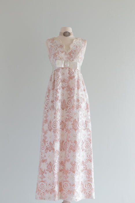 Stunning 1960's Ivory Soutache Wedding Dress From Bullocks Wilshire / Small