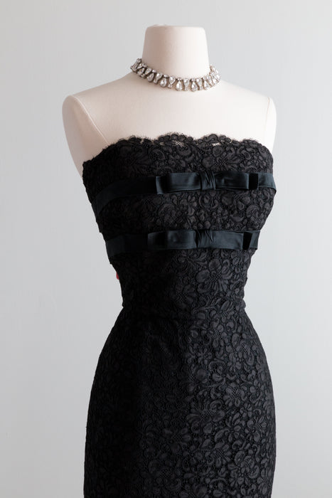 Rare 1950's Don Loper Couture Black Lace Dress & Jacket  / Waist 32