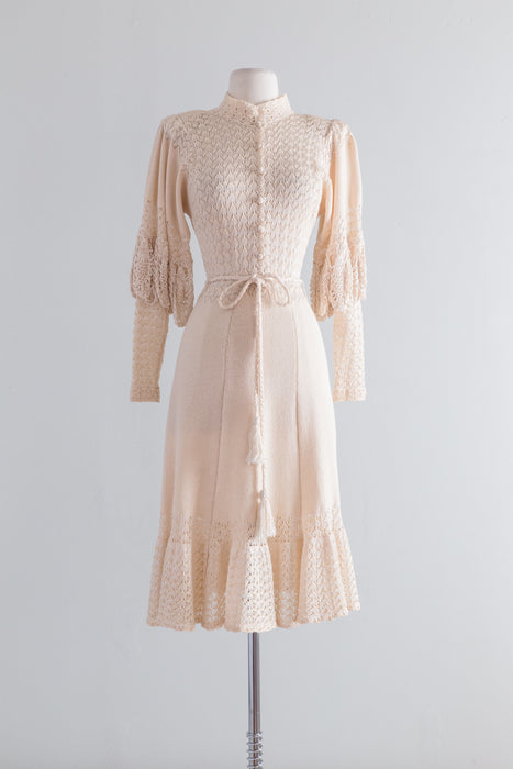 Rare 1970's Ivory Knit Edwardian Inspired Dress / SM – Xtabay Vintage