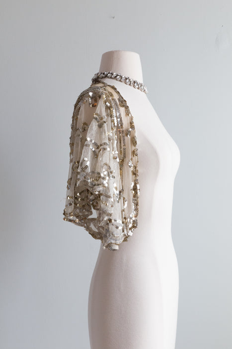 Ethereal 1930's Silver Sequined Bolero / XS