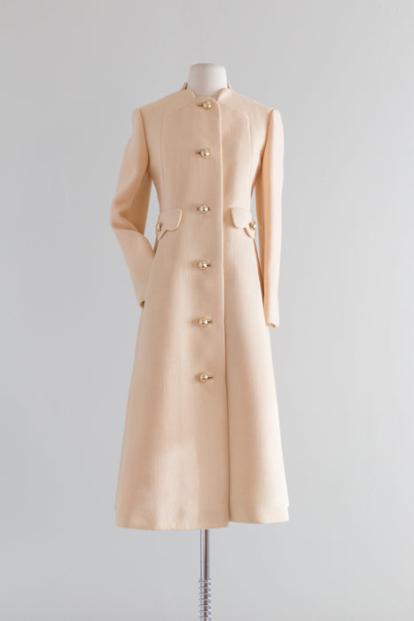 Sublime 1960's Ivory Wool Coat From Bonwit Teller / SM