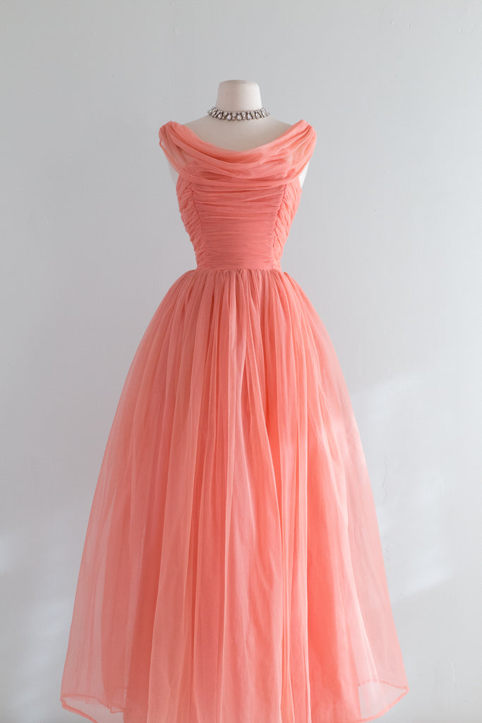 Spectacular 1950's Coral Splendor Prom Dress / Waist 24 – Xtabay Vintage