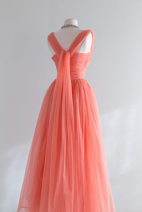 Spectacular 1950's Coral Splendor Prom Dress / Waist 24