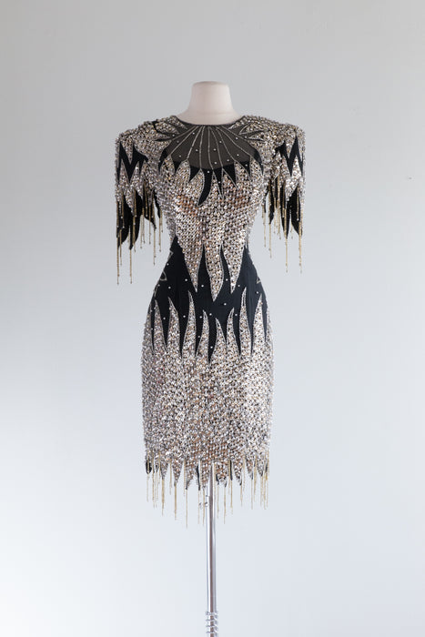 Vintage 1980's Bob Mackie Inspired Silk CHER Dress / Medium