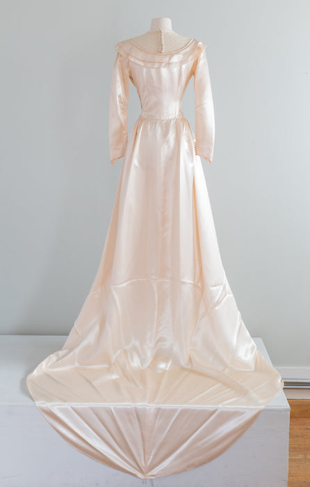 Vintage 1940's Gleaming Blush Slipper Satin Wedding Gown / Small – Xtabay Vintage Vintage 1940's Gleaming Blush Slipper Satin Wedding Gown / Small – Xtabay Vintage