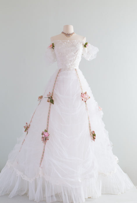 IN THE GARDEN Rococo Inspired Fantasy Wedding Gown / Waist 26 – Xtabay Vintage IN THE GARDEN Rococo Inspired Fantasy Wedding Gown / Waist 26 – Xtabay Vintage